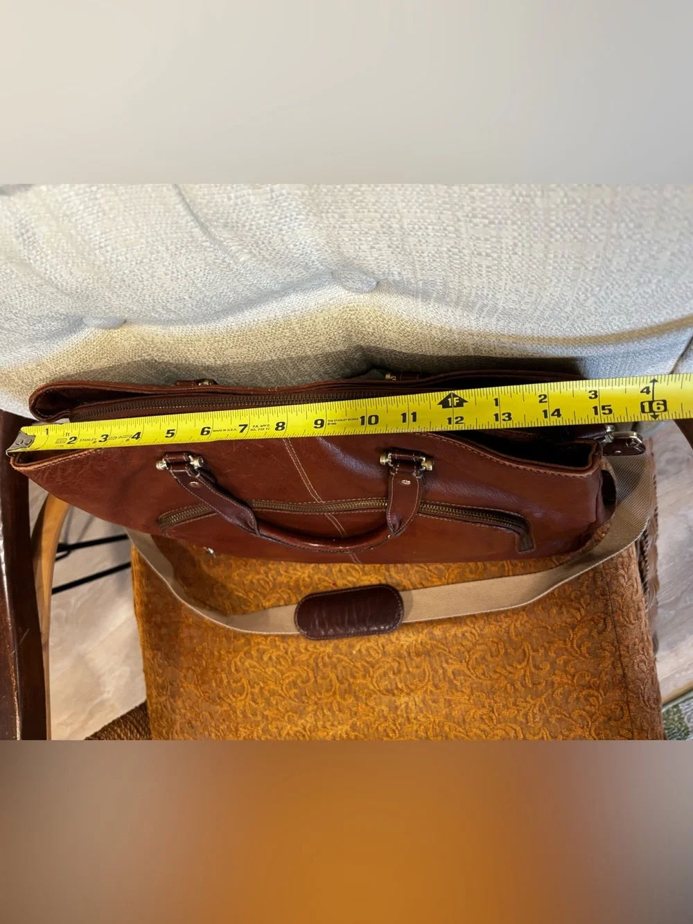 Brown Leather Liz Claiborne  Weekender Bag with Canvas Strap
